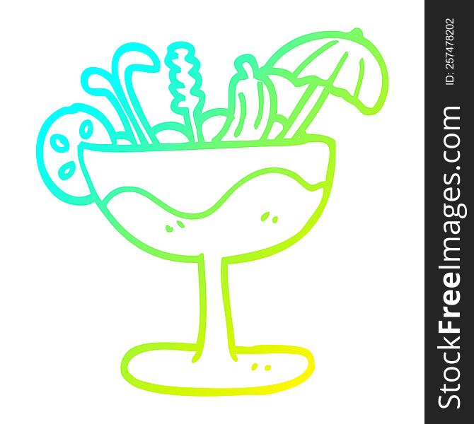 cold gradient line drawing of a cartoon cocktail