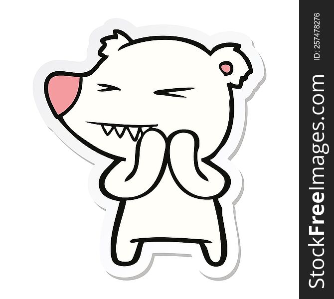 Sticker Of A Angry Polar Bear Cartoon