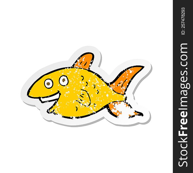 retro distressed sticker of a cartoon fish
