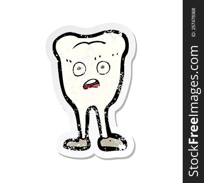 Retro Distressed Sticker Of A Cartoon Yellowing  Tooth