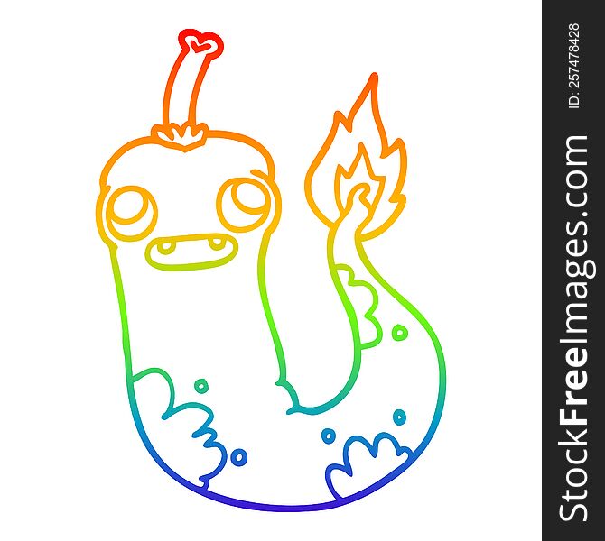 rainbow gradient line drawing of a cartoon hot chilly