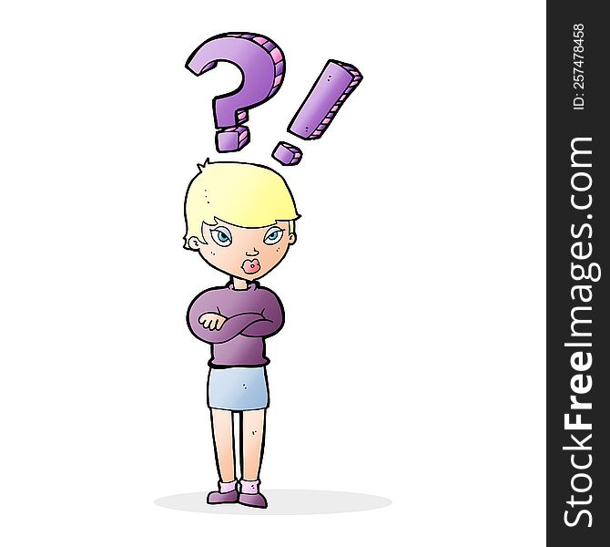 Cartoon Woman Asking Question