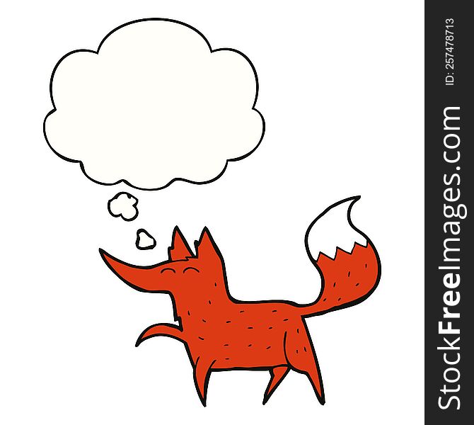 cartoon fox with thought bubble. cartoon fox with thought bubble