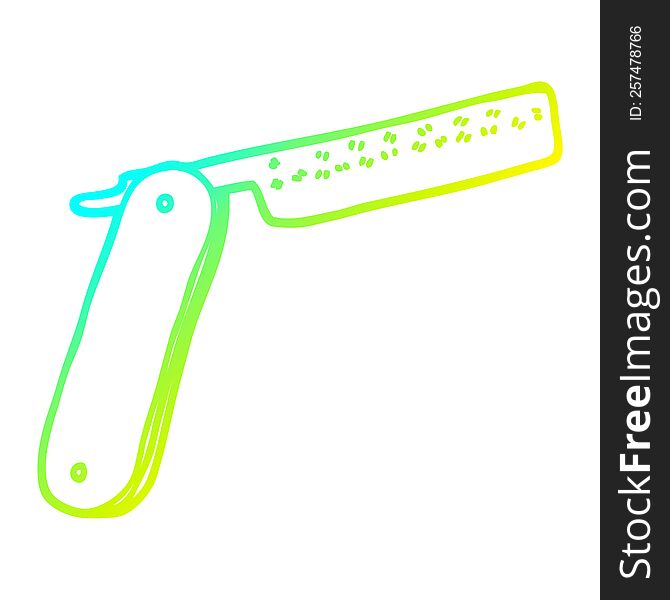 cold gradient line drawing of a cartoon cut throat razor