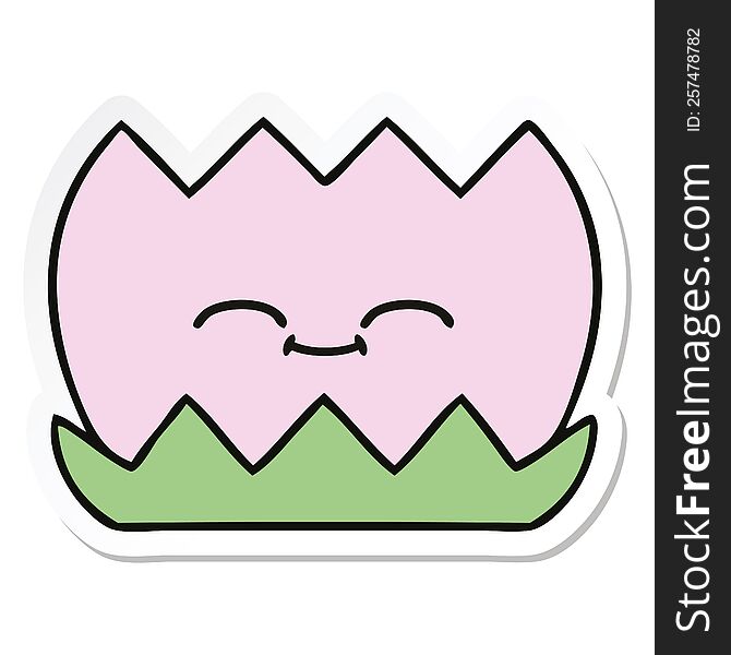 sticker of a cute cartoon water lilly