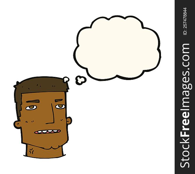 Cartoon Male Head With Thought Bubble