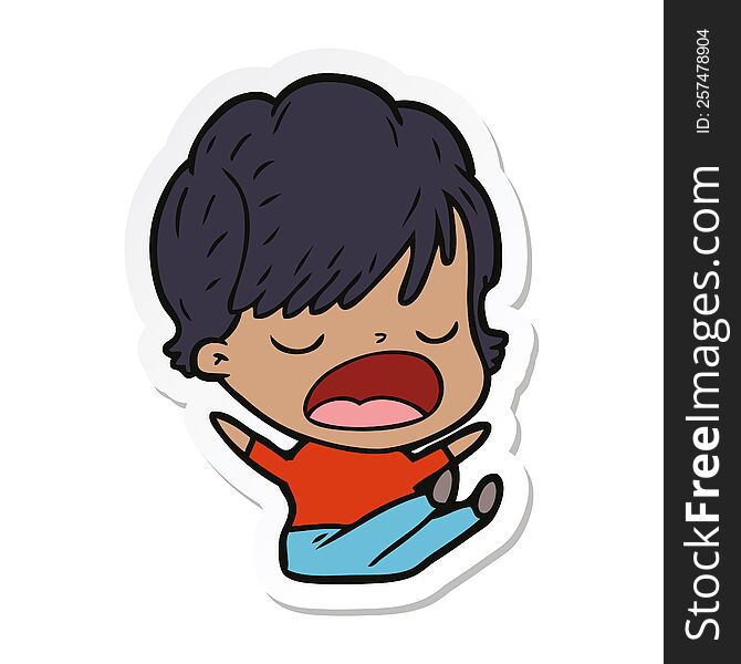 Sticker Of A Cartoon Woman Talking