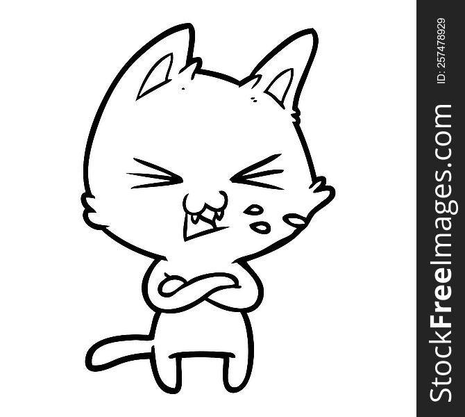 cartoon cat with crossed arms. cartoon cat with crossed arms