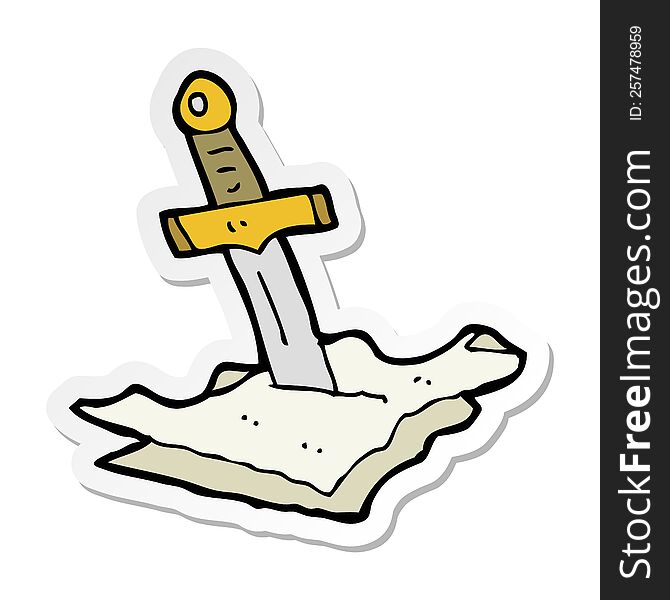 sticker of a cartoon dagger in maps