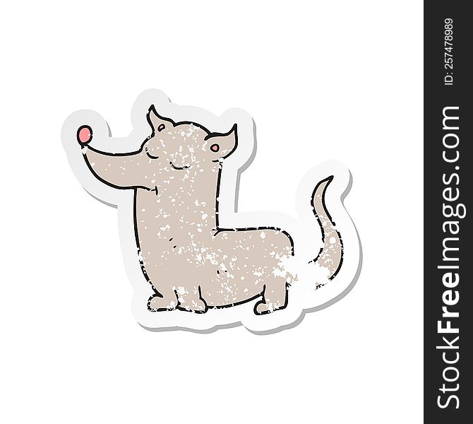 Retro Distressed Sticker Of A Cartoon Little Dog