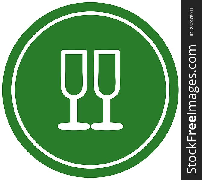 champagne glasses circular icon symbol