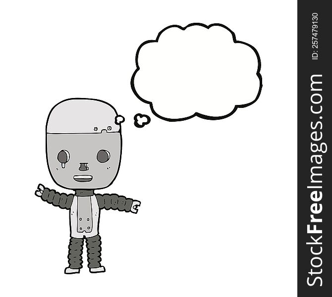 cartoon robot with thought bubble