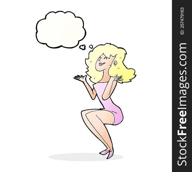 cartoon attractive woman sitting with speech bubble