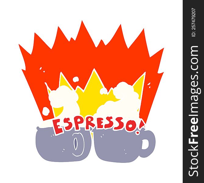 Flat Color Illustration Of A Cartoon Espresso