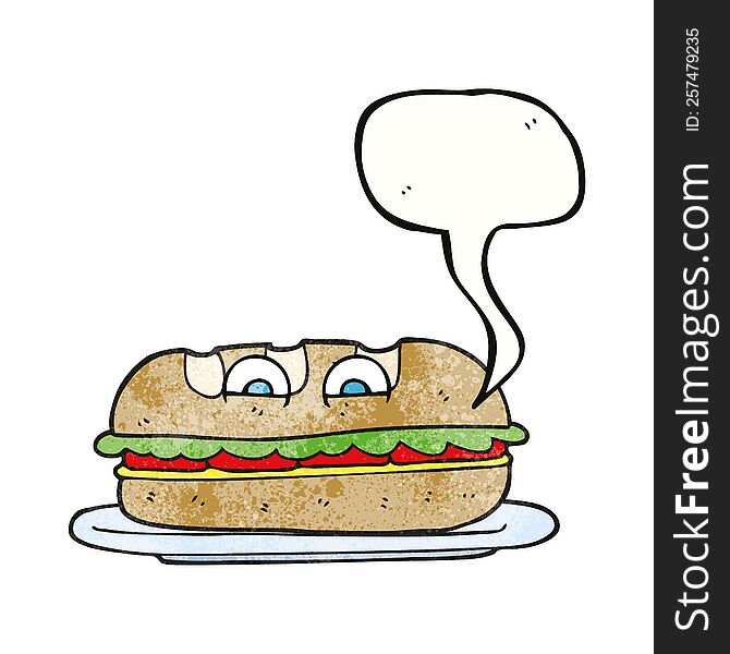 speech bubble textured cartoon sub sandwich