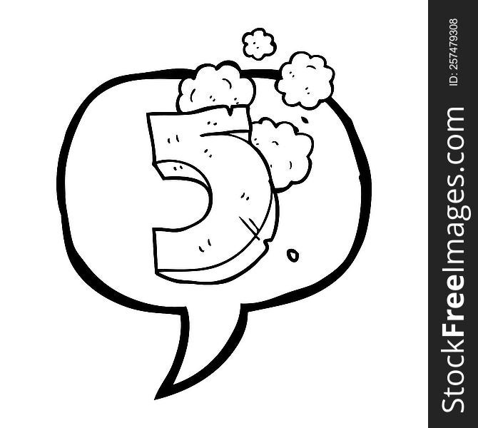 freehand drawn speech bubble cartoon stone number five