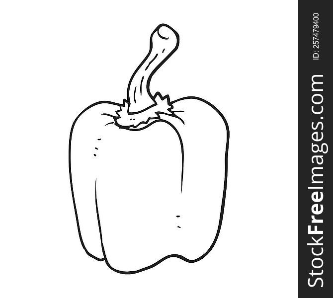 freehand drawn black and white cartoon red pepper