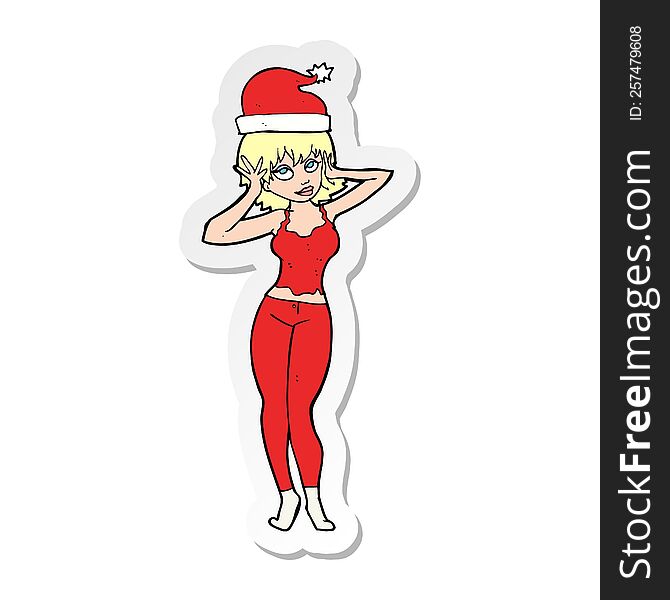 sticker of a cartoon woman all ready for christmas
