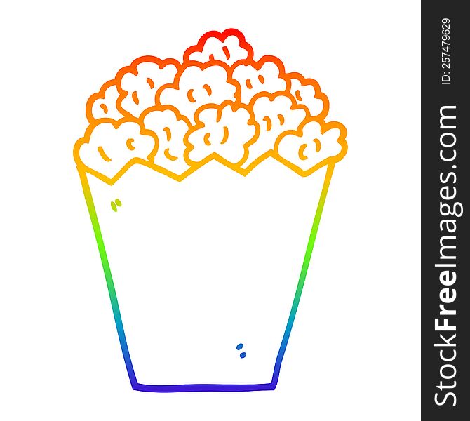 rainbow gradient line drawing of a cartoon cinema popcorn