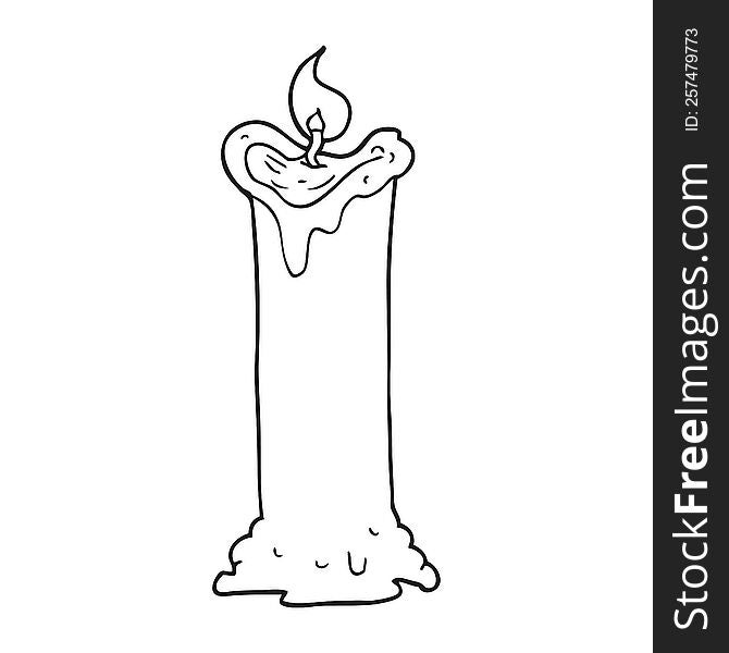 freehand drawn black and white cartoon spooky candle