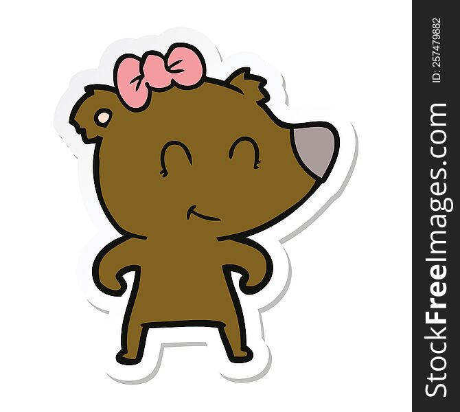 Sticker Of A Female Bear Cartoon