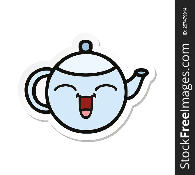 sticker of a cute cartoon happy teapot