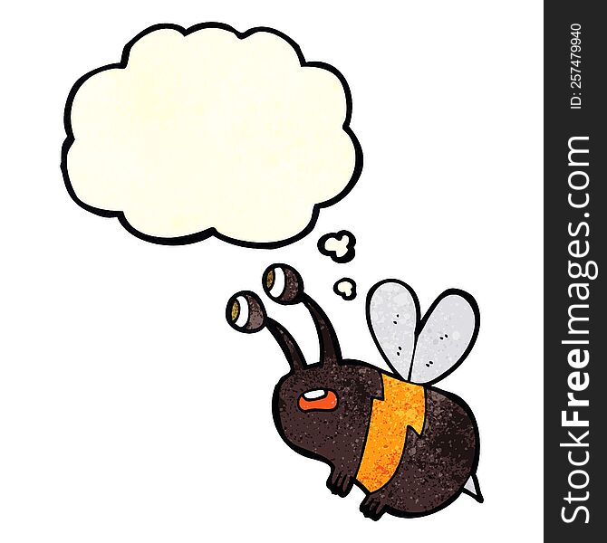 Cartoon Frightened Bee With Thought Bubble