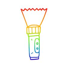 Rainbow Gradient Line Drawing Cartoon Electric Torch Stock Photo