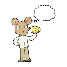 Cartoon Mouse Holding Cheese With Thought Bubble Royalty Free Stock Images