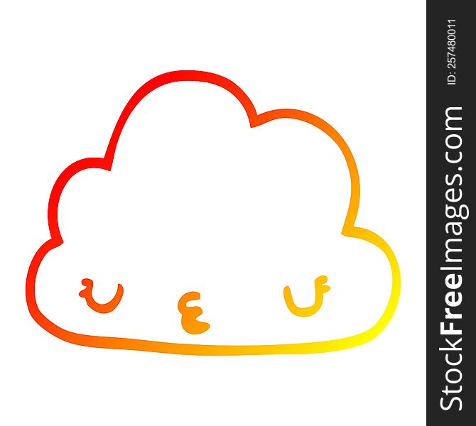 Warm Gradient Line Drawing Cute Cartoon Cloud