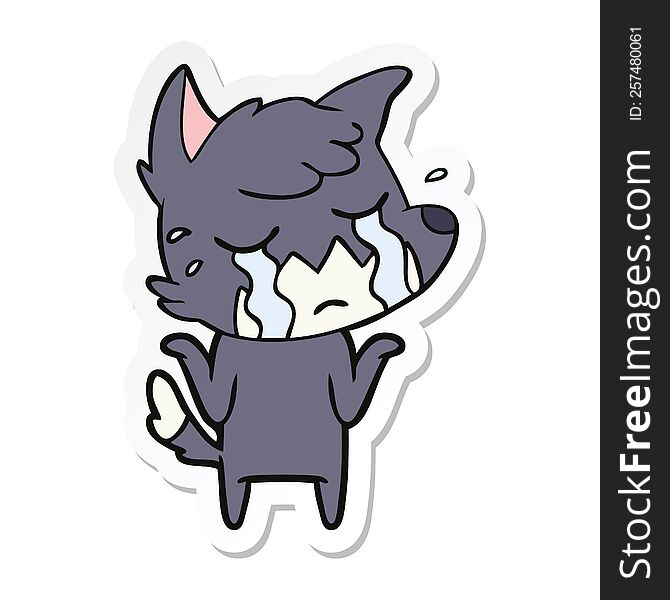 Sticker Of A Crying Fox Shrugging Shoulders