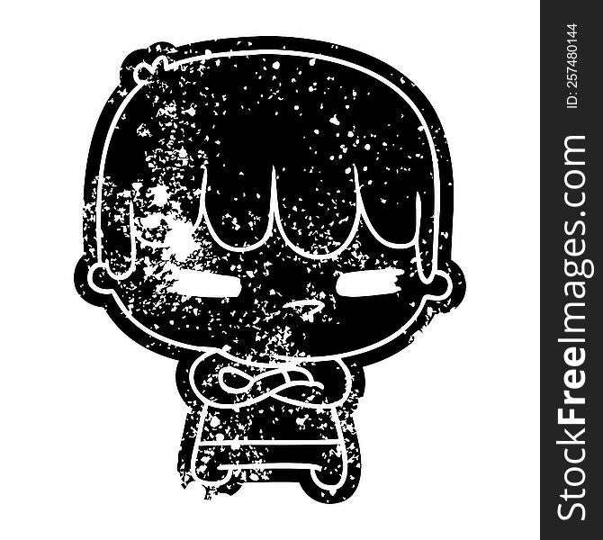 grunge distressed icon of a kawaii cute cross boy. grunge distressed icon of a kawaii cute cross boy