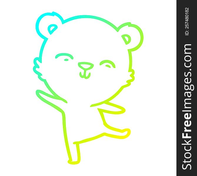 Cold Gradient Line Drawing Happy Cartoon Polar Bear Dancing