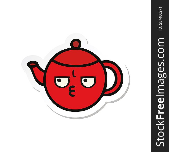 sticker of a cute cartoon teapot