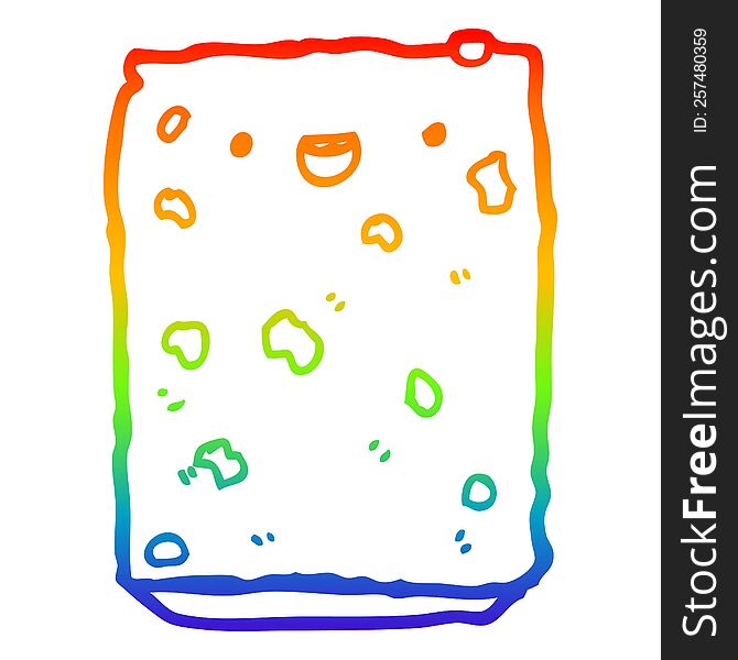 Rainbow Gradient Line Drawing Cartoon Biscuit