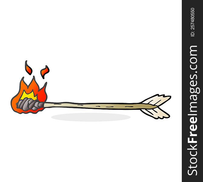 freehand drawn cartoon flaming arrow