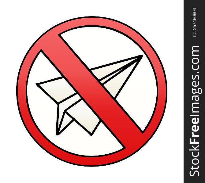 gradient shaded cartoon of a no paper aeroplanes allowed