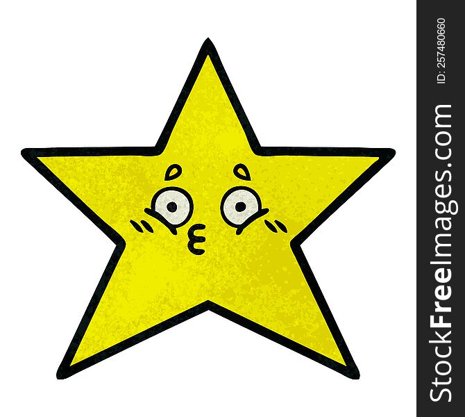 retro grunge texture cartoon of a gold star