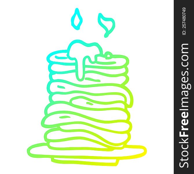 cold gradient line drawing of a cartoon stack of pancakes