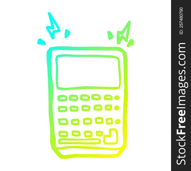 cold gradient line drawing of a cartoon calculator