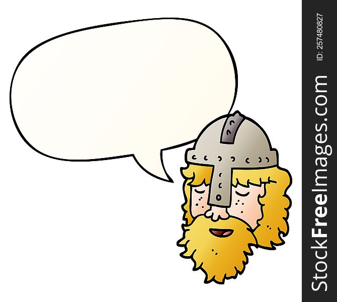 Cartoon Viking Face And Speech Bubble In Smooth Gradient Style