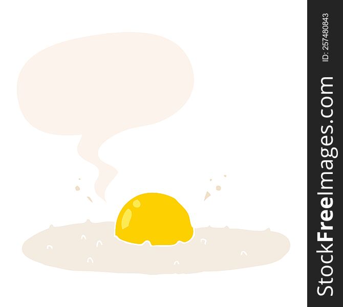 Cartoon Fried Egg And Speech Bubble In Retro Style