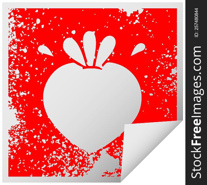 Distressed Square Peeling Sticker Symbol Strawberry