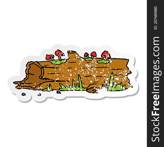 Distressed Sticker Cartoon Doodle Of A Tree Log