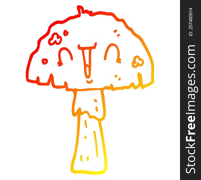 warm gradient line drawing cartoon mushroom