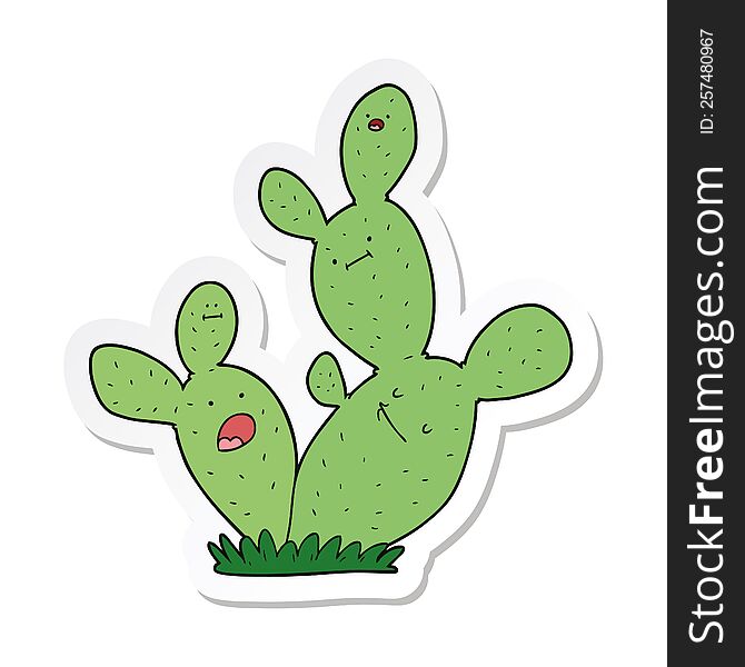 Sticker Of A Cartoon Cactus