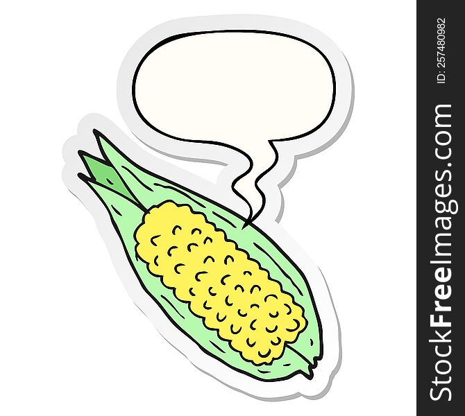 Cartoon Corn And Speech Bubble Sticker