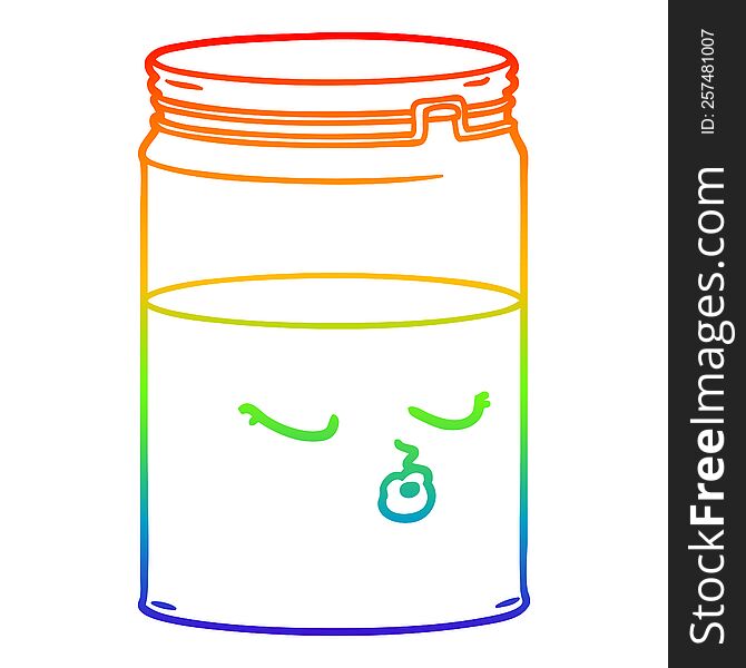 rainbow gradient line drawing of a cartoon glass jar