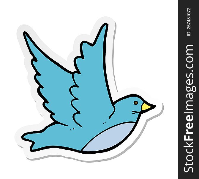 Sticker Of A Cartoon Flying Bird