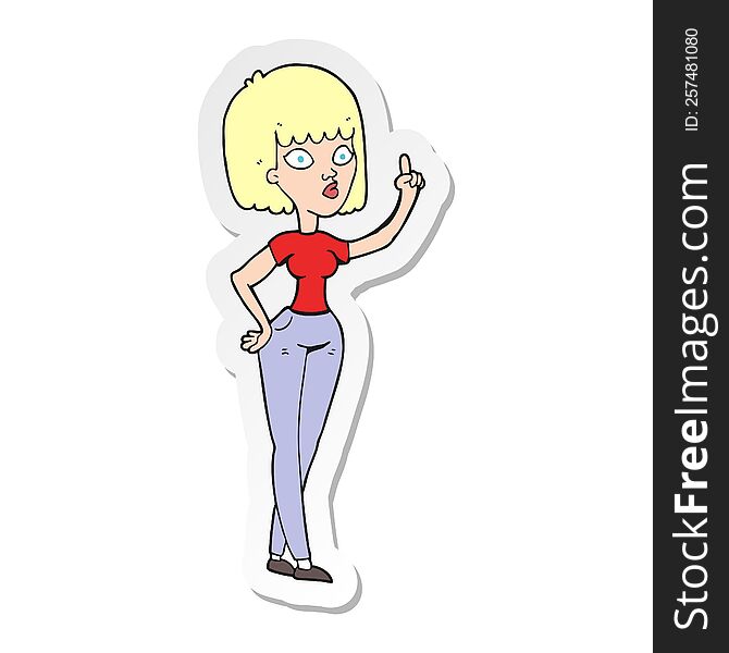 sticker of a cartoon woman with idea